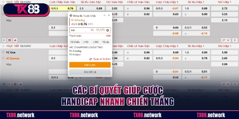 Các bí quyết giúp cược handicap nhanh chiến thắng