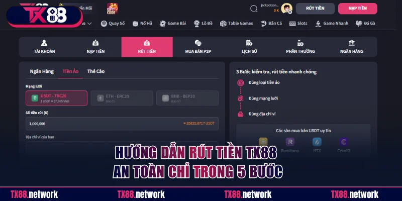 Hướng dẫn rút tiền TX88 an toàn chỉ trong 5 bước